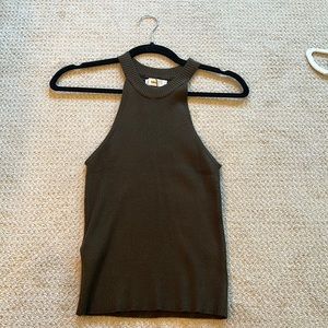 NWT size XS Mango high neck sweater tank. Hunter green